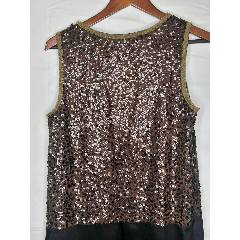 DKNY Womens Brown Sequined Knee-Length Cocktail and Party Dress Size Small Pull